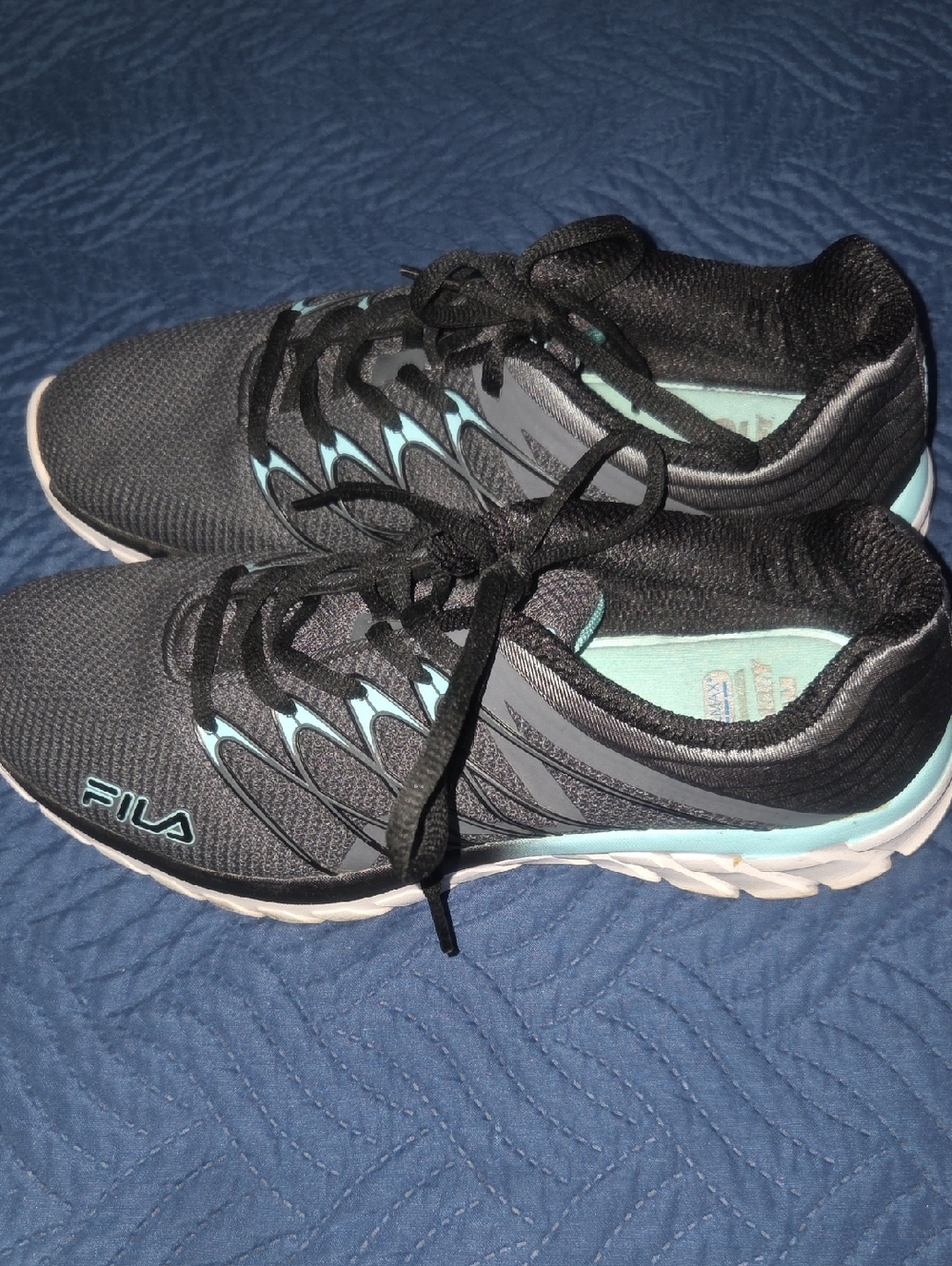 FILA Women's Black and Teal Athletic Sneakers